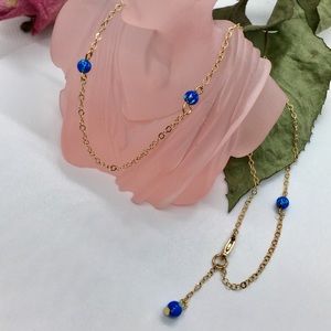 Gibson ocean Blue opal beads & gold filled chain